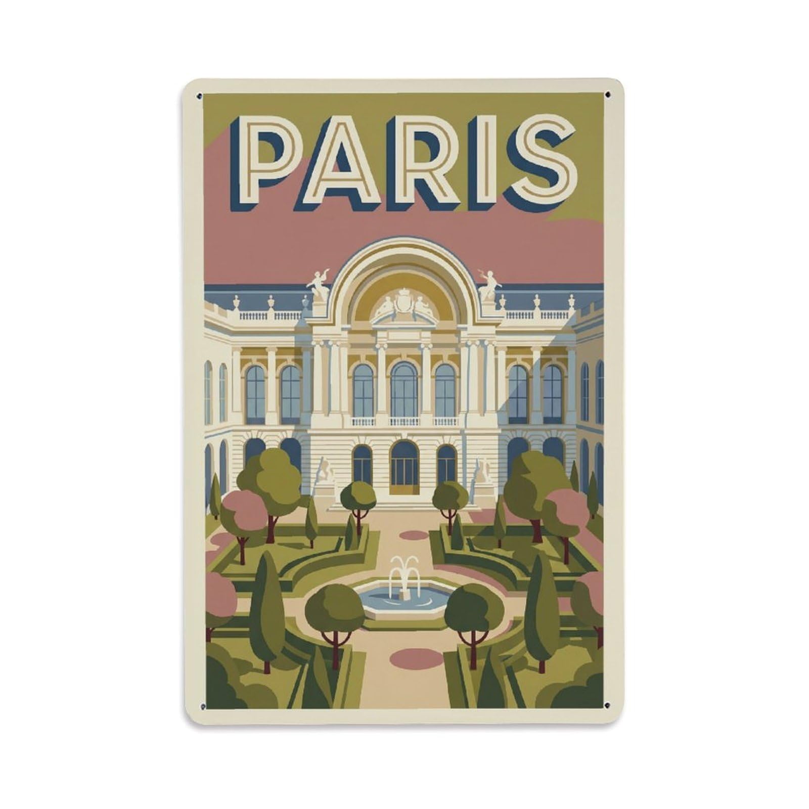 Vintage Travel Paris Petit Palais Museum Clean France Metal Tin Sign Plaque Wall Decor for Cafe, Club Bar, Office, Home Garden Metal Poster 8x12Inch