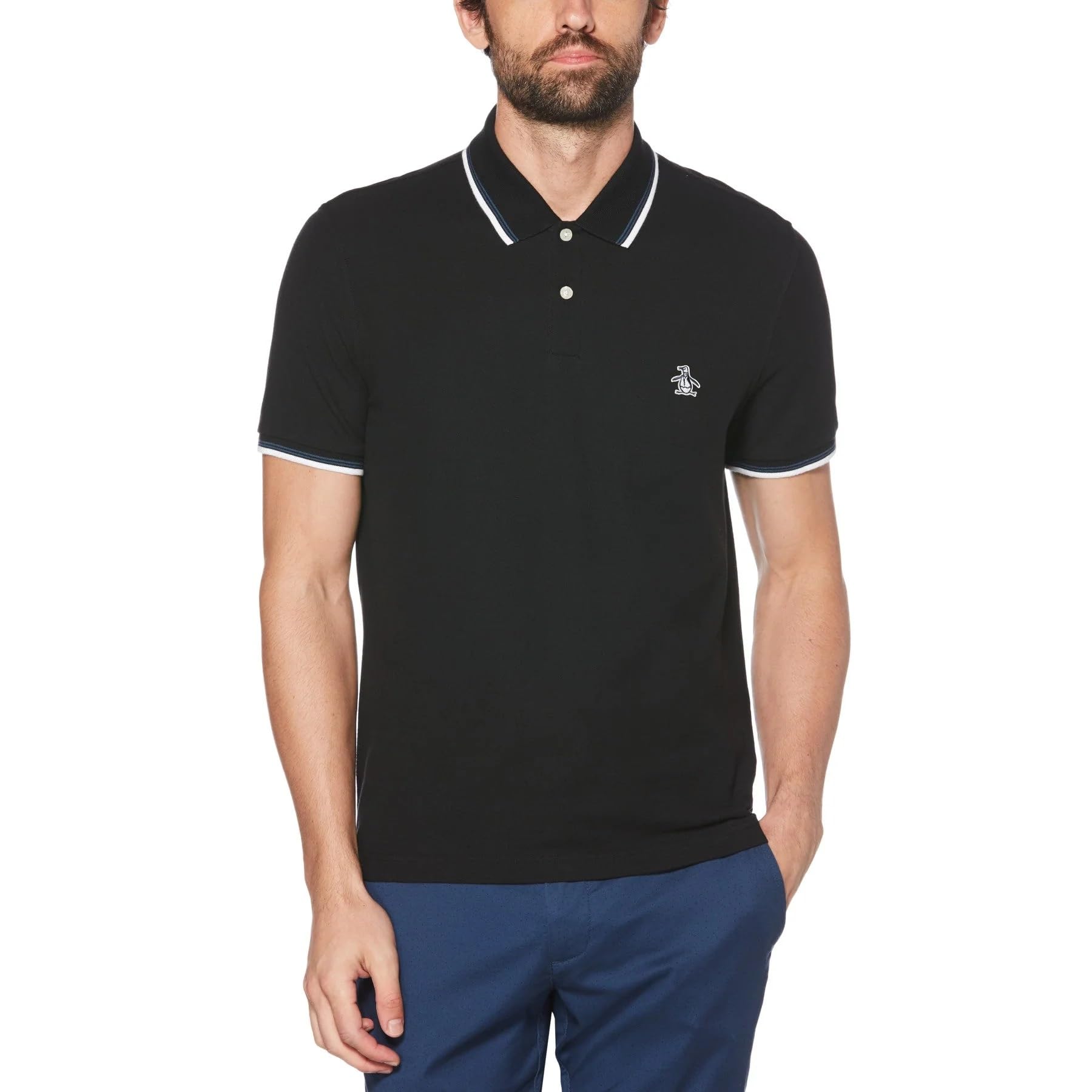 Original Penguin Tipped Collar Small Logo Polo Shirt True Black
