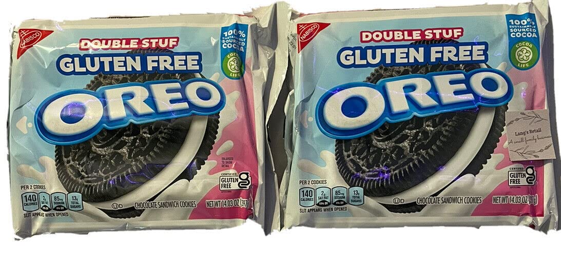 Gluten Free Oreo Cookies, GF Double Stuf, Pack of 2, Bundled with Lang's Recipe Card