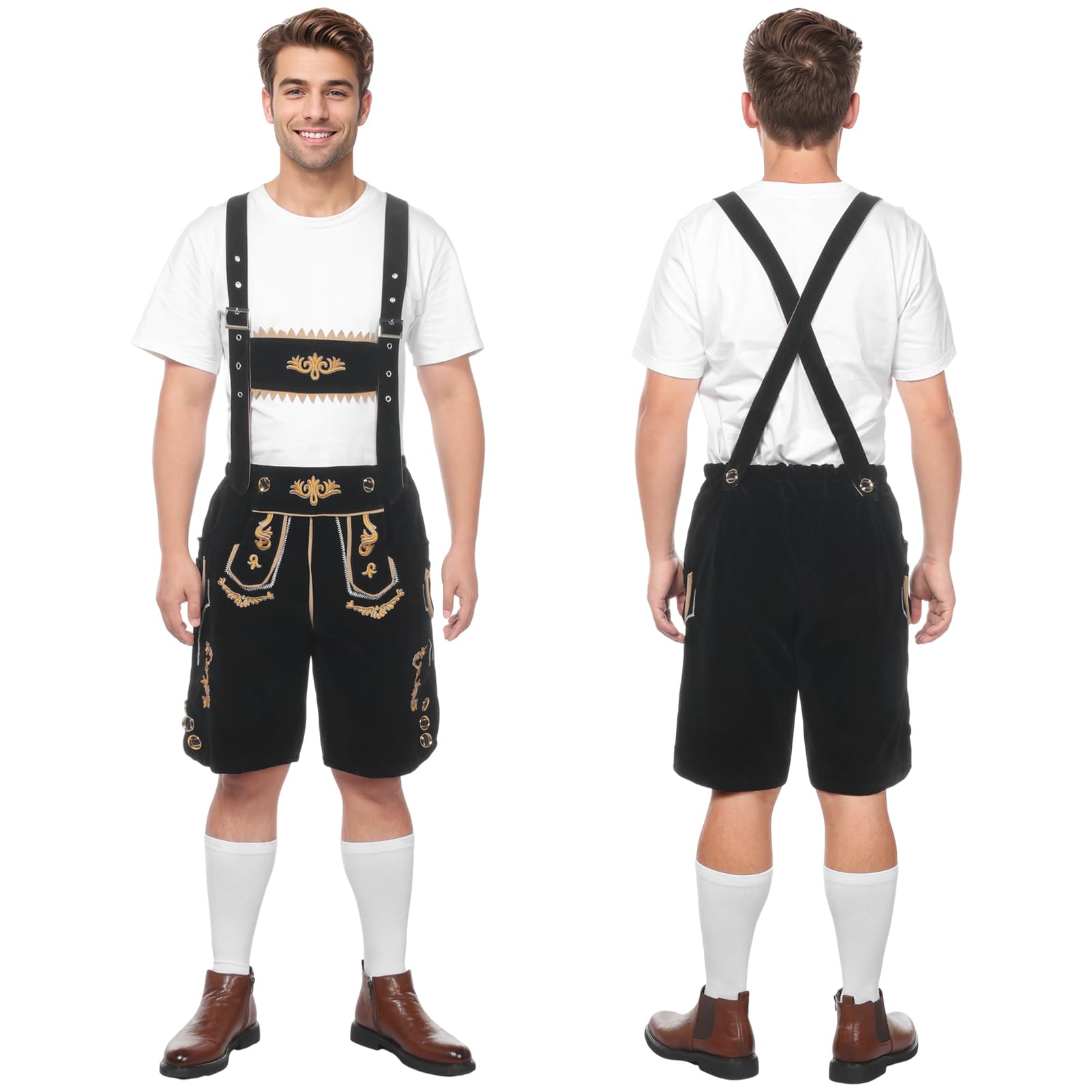 Lederhose Herren Tracht Oktoberfest Trachtenhose Trachtenlederhosen Kurz Bayrische Lederhosen Männer für Oktoberfes Mann