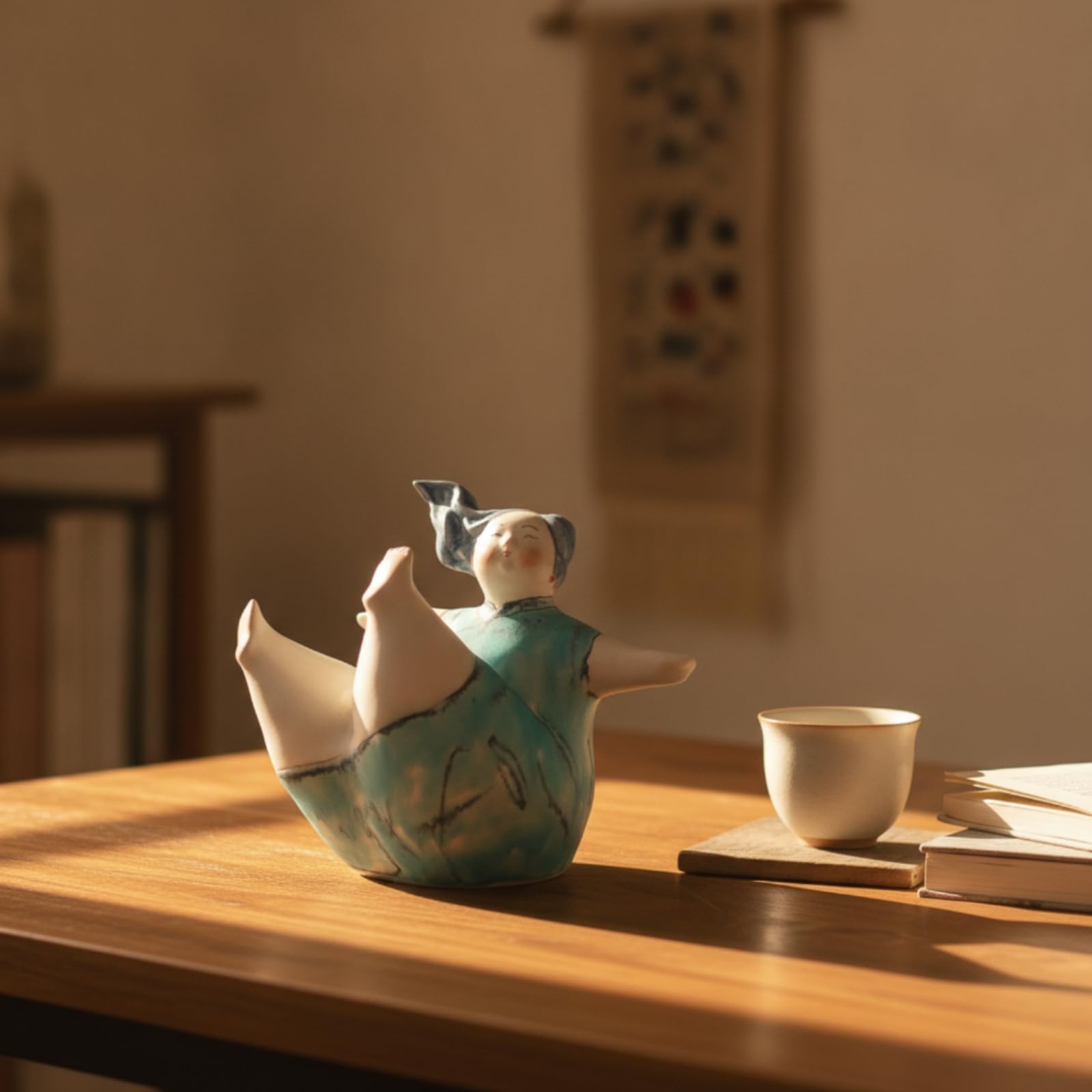 harayaa Statua in Ceramica Ragazza Scultura Decorativa Bambola Soprammobile Figura Donna Rifinitura a Mano Aspetto Contemporaneo Punto Focale d'Arredo Adatta, size to 3, style to 3