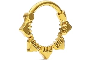Real Gold Septum Clicker 18k: Umanative's Indian Lotus Nose Hoop