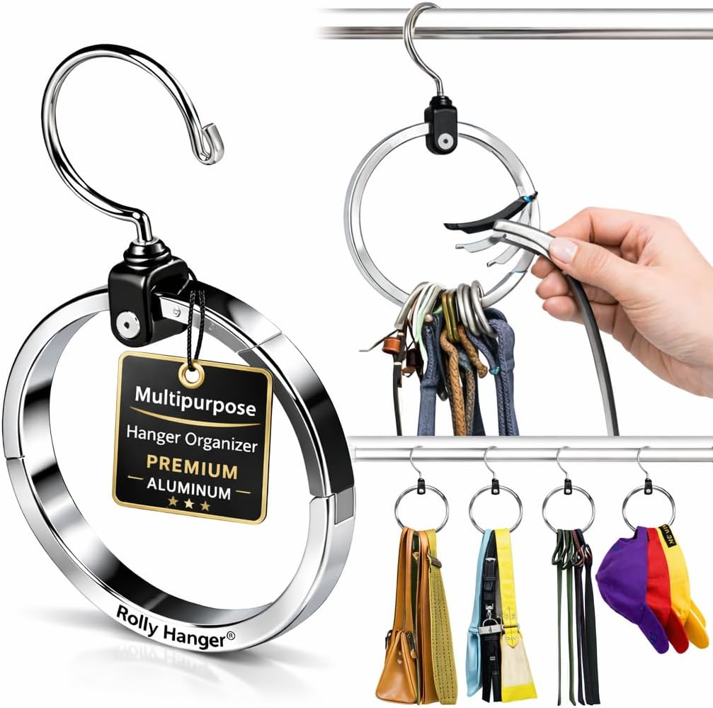 Multipurpose Closet Hanger Organizer Great Space Saver Cut Clutter in The Closet Perfect for Belts, Baseball Hats, Ties, Scarves, Purses and Much More Versatile Hanger
