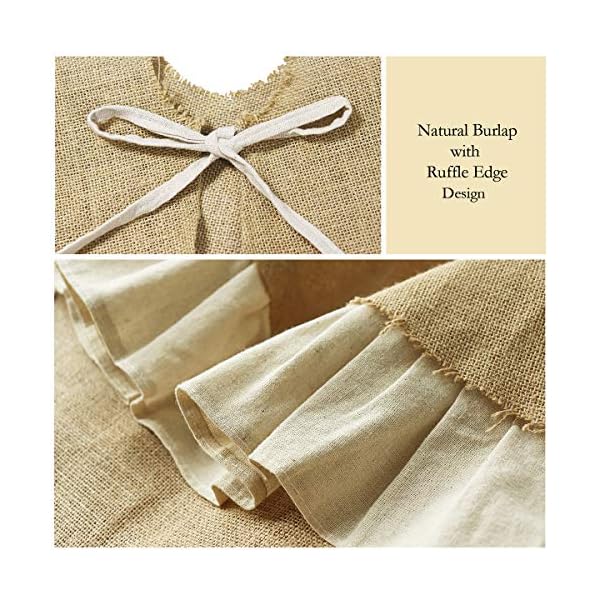 Ivenf christmas tree skirt 48 inches natural burlap jute with ruffle edge rustic xmas holiday decoration  urban country home decor