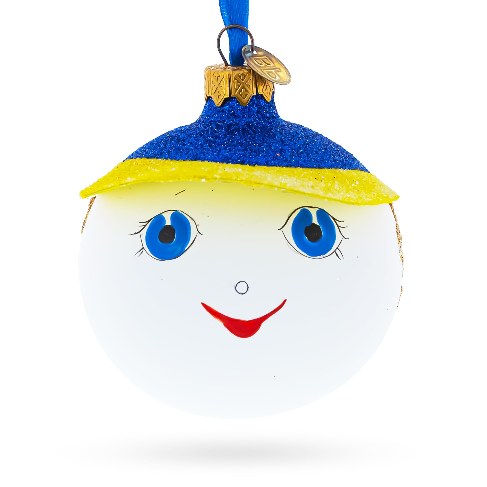 Boule de verre en forme de garçon dans le chapeau : suspension sapin