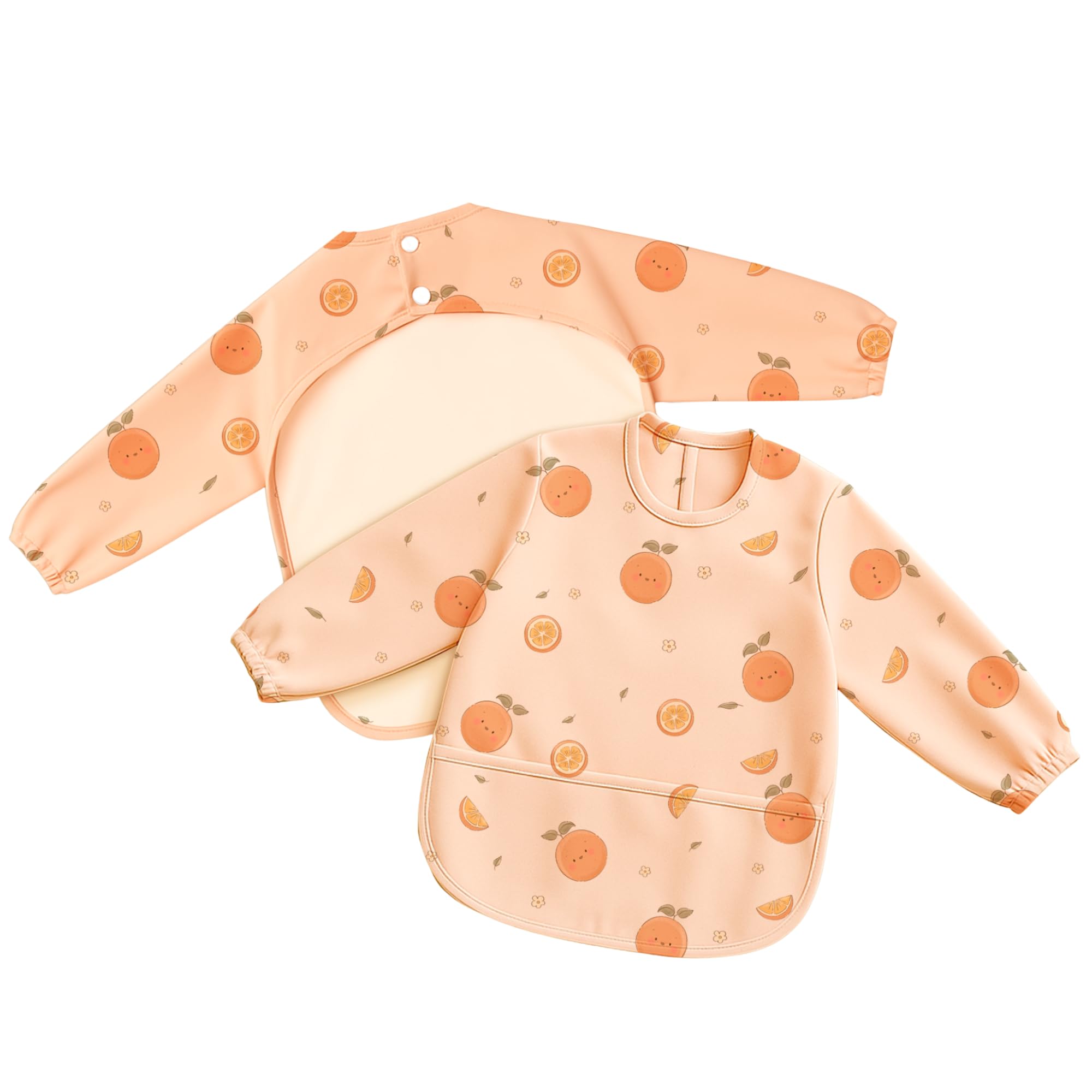 Tiny Trees® Long Sleeve Baby Bib, Coverall Waterproof Weaning Bib with Pocket, Babies & Toddlers 6-36 Months, Easy Wipe Clean