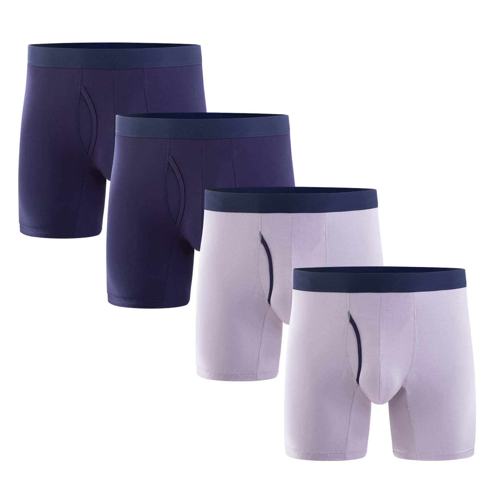 Photo 1 of 3XL- BAMBOO COOL Men's Underwear Boxer Briefs,Regular Leg,Breathable Soft Moisture-Wicking with Fly Underwear For men Small 2grey+2navy(4 Pack)