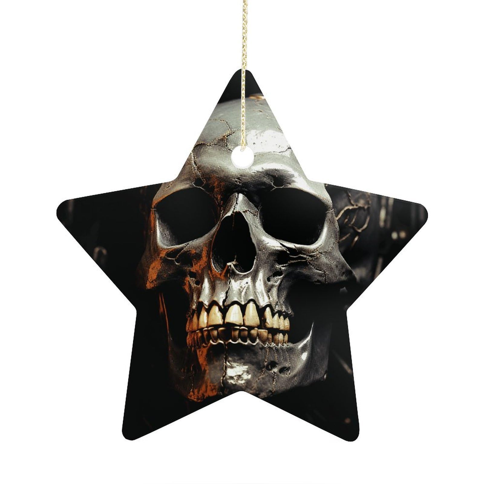 Fodpand Women's Style Eerie Scary Skull Ornament With String, Keepsake Hanging Decorations,Ceramic Ornaments For Men Indoor Home Holiday Party Gifts