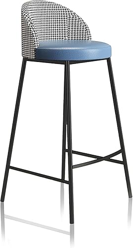 Taburete de bar moderno tapizado con respaldo y pies, piel sintética, cojín grueso, Patas de Metal resistentes, altura de mostrador, para cocina,