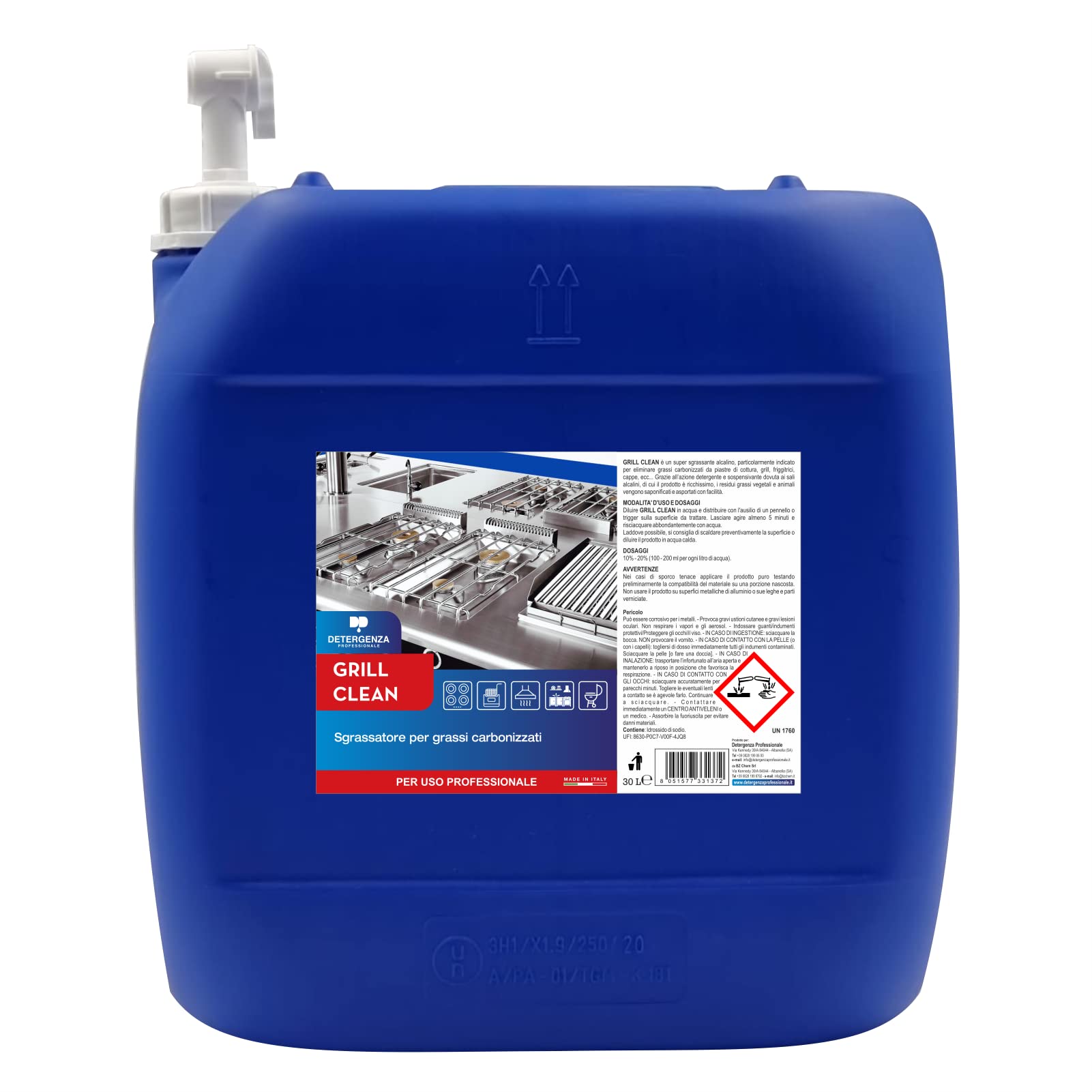 SGRASSATORE per Grassi CARBONIZZATI Grill Clean CONCENTRATO - Tanica da 30 L