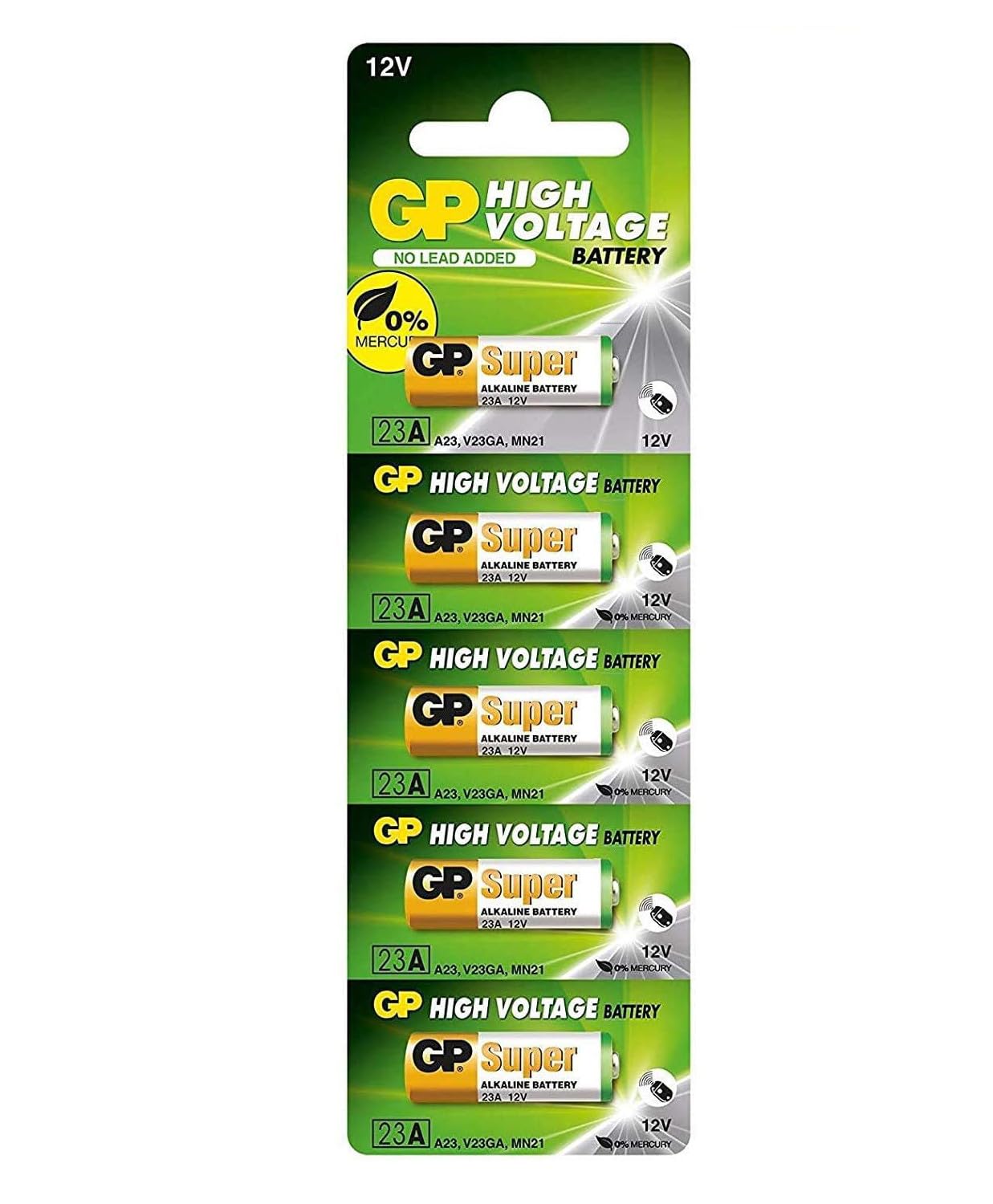 Imaginea Alkaline 23A 12V Battery – High Voltage Mini Battery for Car Remote, Wireless Door Bell, Alarm System – A23 MN21 23AE Replacement – Leak Proof & Durable (Pack of 5)