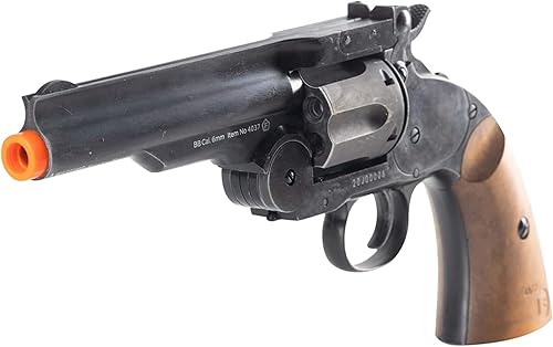 Revólver de Airsoft CO2 Barra Schofield No. 3  Réplica Auténtica de Pistola 1875  Marco de Metal Completo, Cilindro Realista de 6 Disparos, 460 FPS