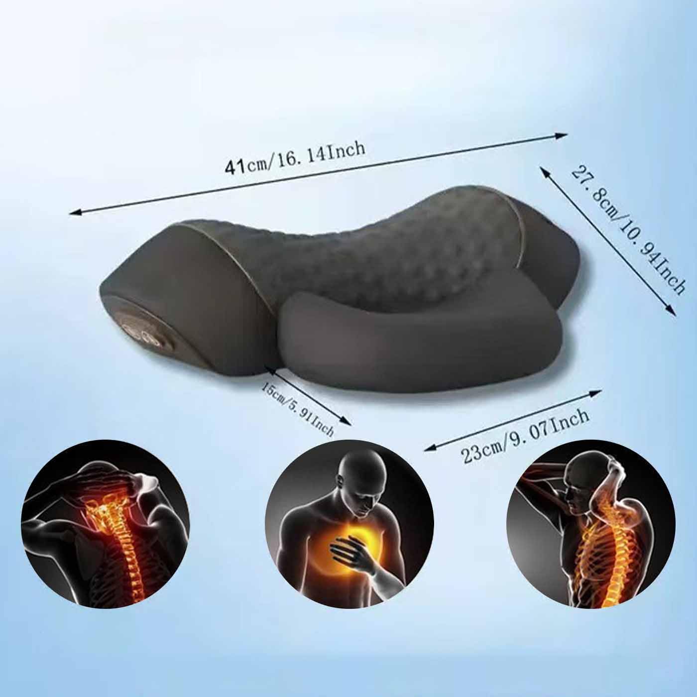 Cervicalm Spinea,Masseur Cervical 3 en 1 avec Chauffage,Oreiller Massant Cervical Chauffant,Vibration,Traction,Chauffage,Intensité Réglable,pour Maison et Bureau,Efficace Musculaires (Noir)