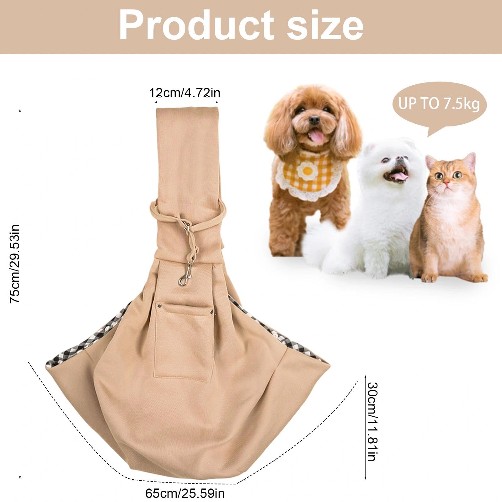 DEANKEJI Couleur Kaki Sac de Transport Chat, Poids Maximum Supporté de 6 kg Sac Chat, Porte Chien Adapté pour Les Promenades, Les Activités en Plein Air et la Randonnée