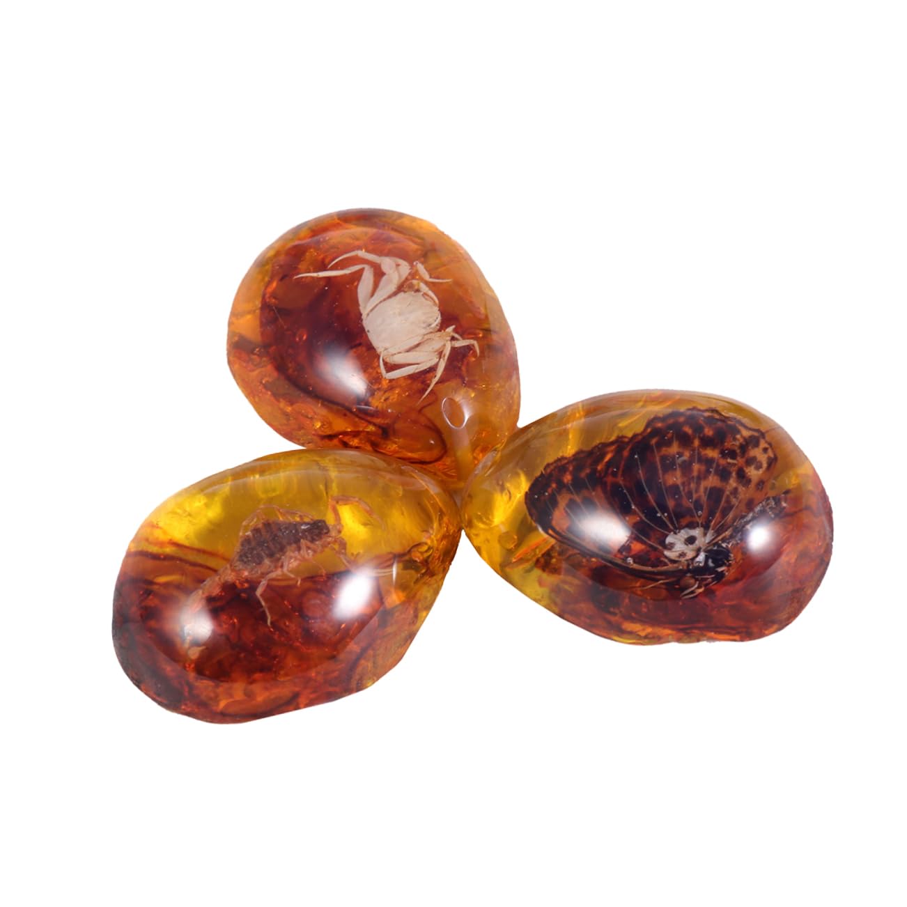 ULTECHNOVO 3 Pcs Insect Specimen Amber Earring Amber Pendants Amber with Inside Amber with Insect Inside Novelty Amber Art Stone Amber Untreated Amber