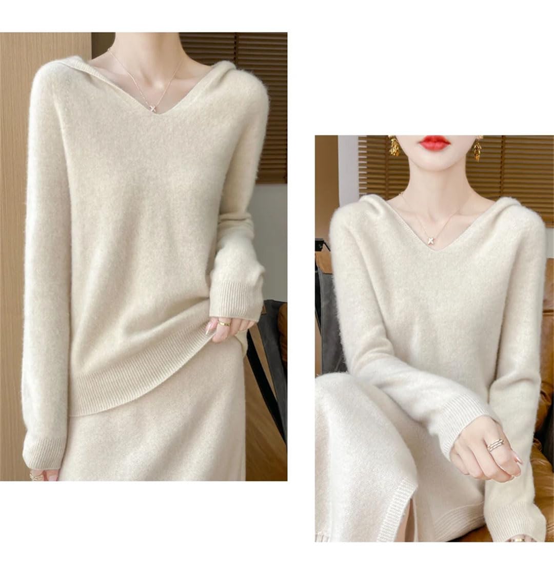 Damski piękny kardigan niewolnik kaszmirowy sweter luźna bluza z kapturem zima wygodny top