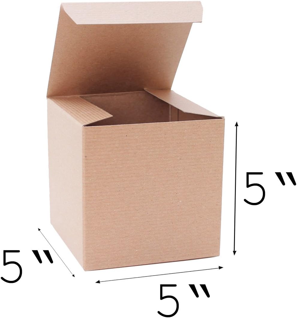Awe Package 24 Count of Pinstripe Kraft Gift Box - 5x5x5"