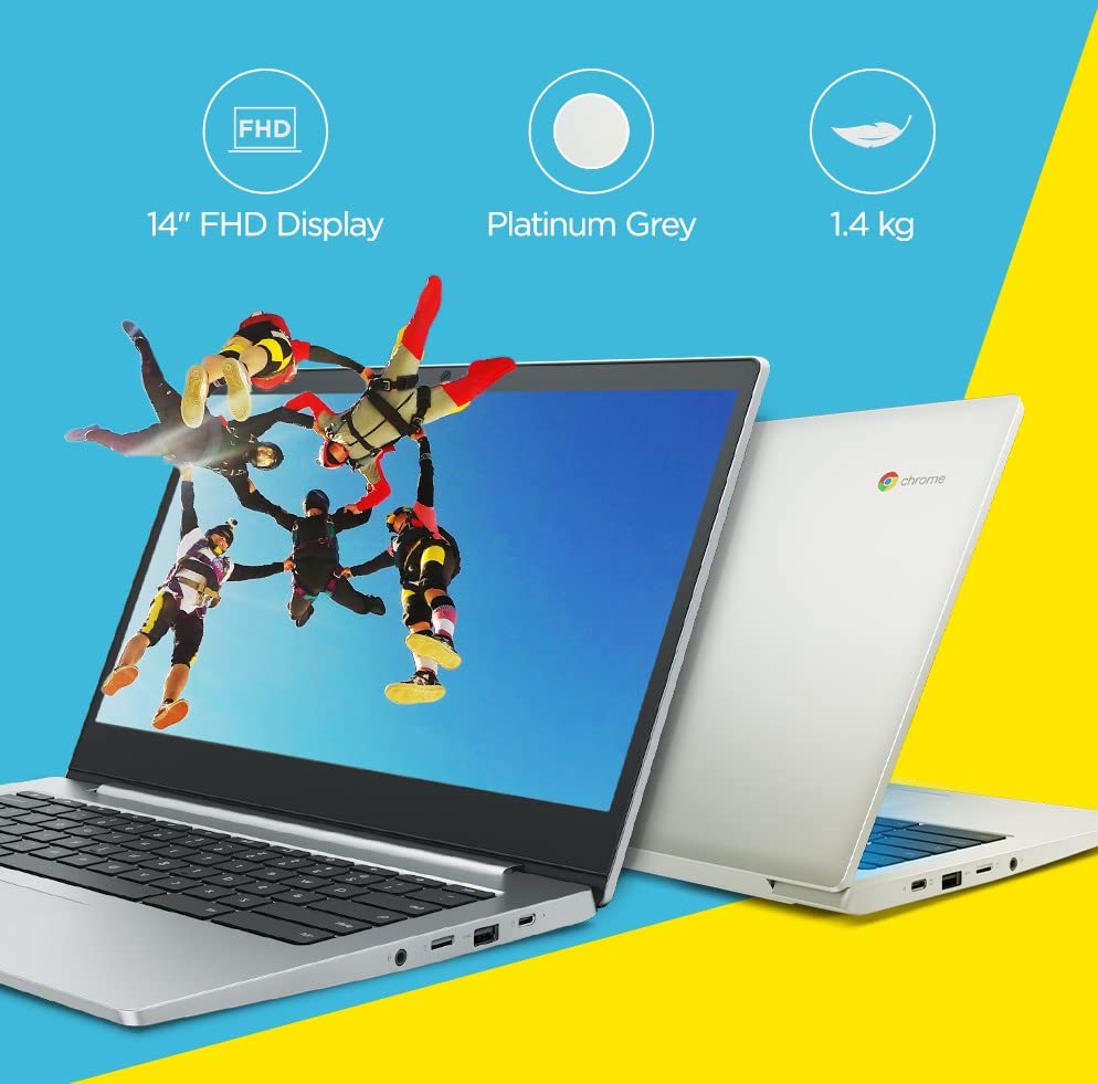 Image of Lenovo IdeaPad Slim 3 Chromebook Intel Celeron N4020 14'' (35.56cm) FHD IPS Touchscreen Thin & Light Laptop (4GB /64GB eMMC /Chrome OS /Upto 10hr Battery /2W x2 HD Speaker /Platinum Grey /1.4Kg), 82C1002SHA