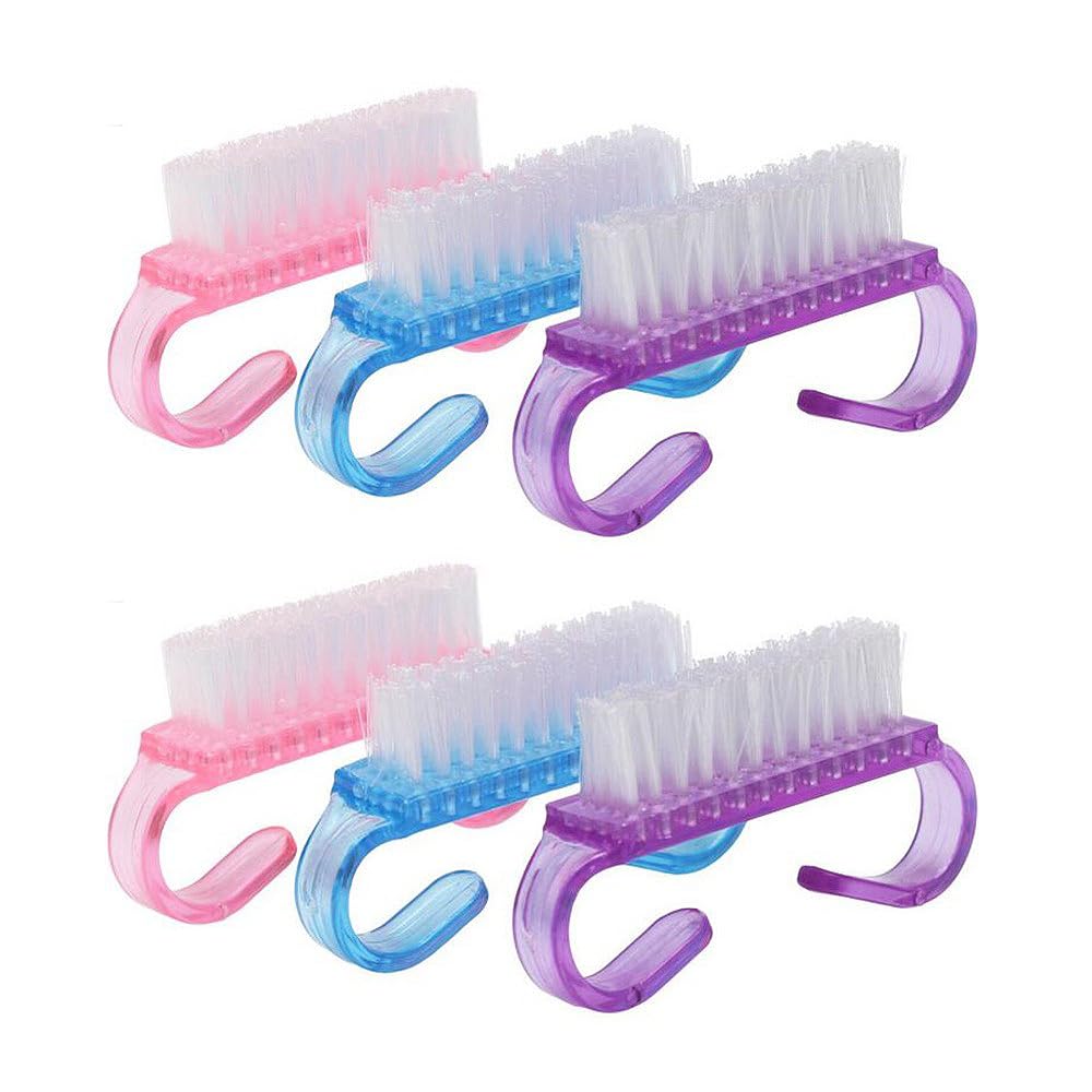 ESJNNK 爪ブラシ 6個入り 3色 ネイルブラシ ネイルケア 爪の間 手 爪 洗う 清潔 爪掃除 手洗い用 お手入れ 携帯便利 軽量 コンパクト