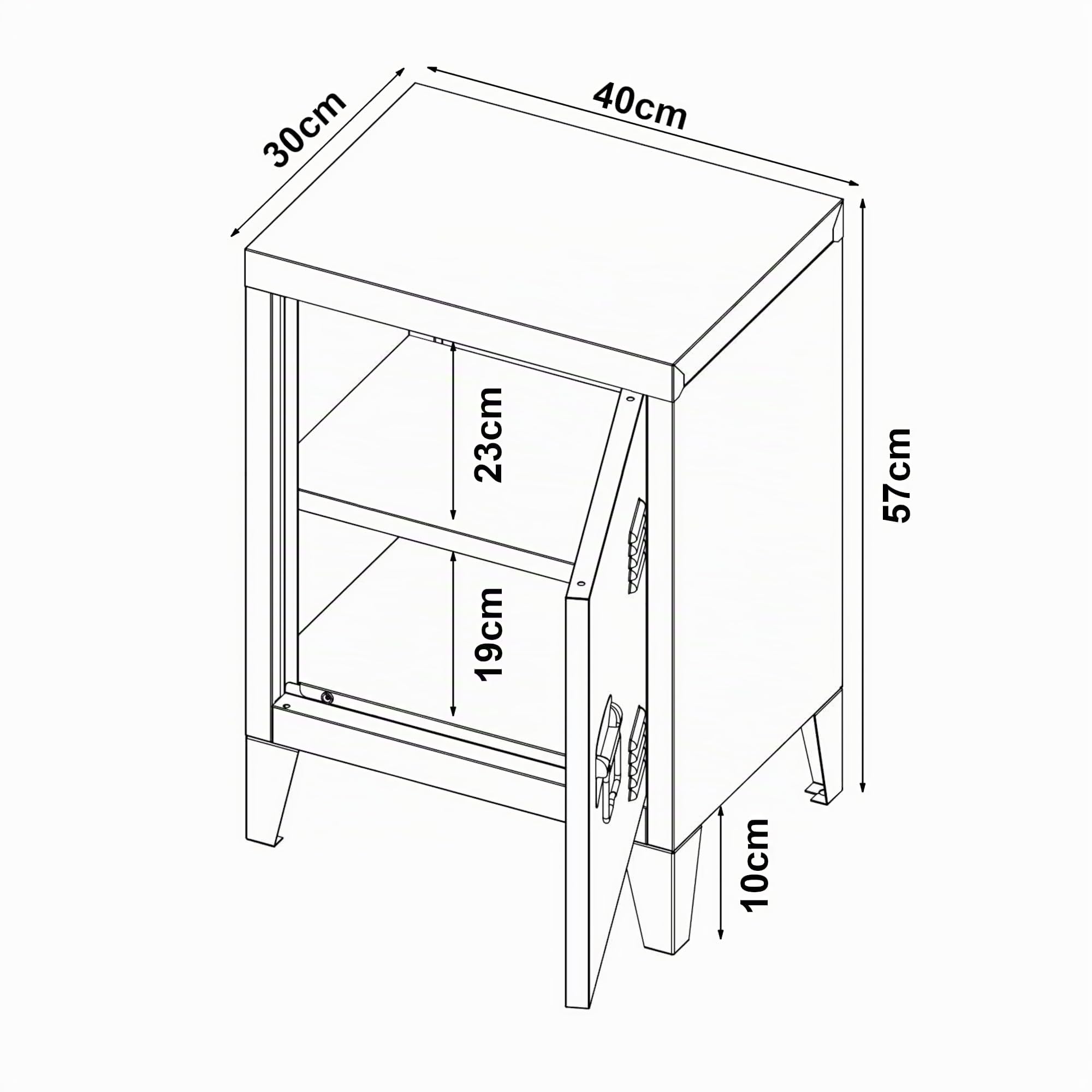[en.casa] Table de Chevet à Porte pour Chambre Meuble de Rangement pour Bureau Salle de Bain Salon Fermeture Magnétique Acier Laminé à Froid 57 x 40 x 30 cm Jaune