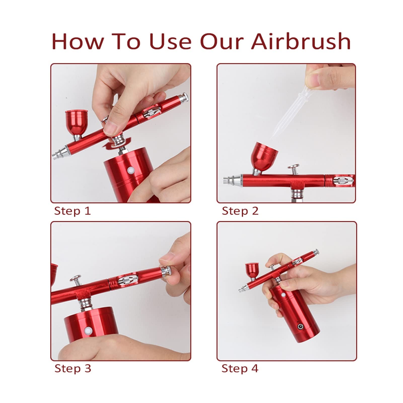 Kit de aerógrafo con pulverizador de Pintura, Juego de Mini compresor, Pistola pulverizadora de acción única para Maquillaje, decoración de Pasteles, Taza de Cuidado Facial de barbero reemplazable p