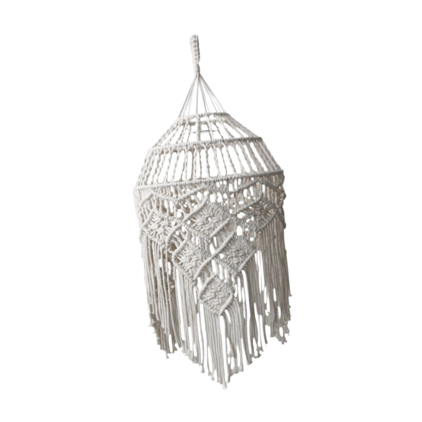QLECXZI Boho Lamp Shade Ceiling Bohemian Light Shade Instantly Elevates Any Space with Stunning Custom Cotton Rope Craftsmanship and Unique Charm Chandelier