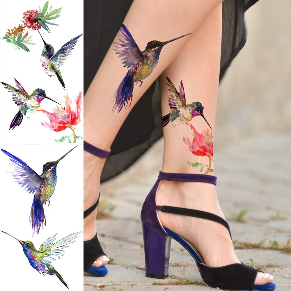 Amazon.com: 15 hojas de tatuajes temporales de colibrí de acuarela 3D de  FANRUI para mujeres y niñas, pequeño, multicolor, colibrí, tatuaje,  temporal, colorido, flor, cara falsa, tatuaje, niños, manos pequeñas, :  Belleza