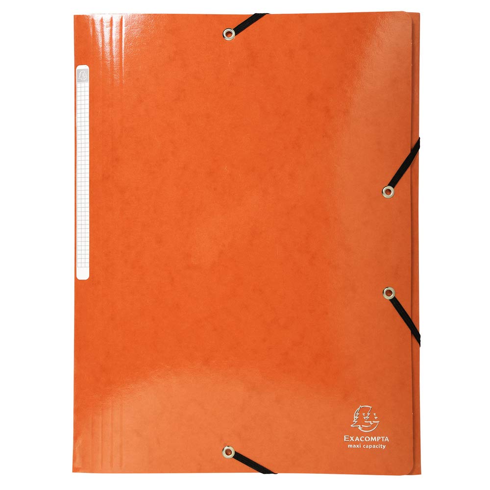 Exacompta Iderama Portfolio Folder with 3 Flaps and Elastic Band 425 g/m², A4, Maxi Capacity Manila Cardboard, Orange