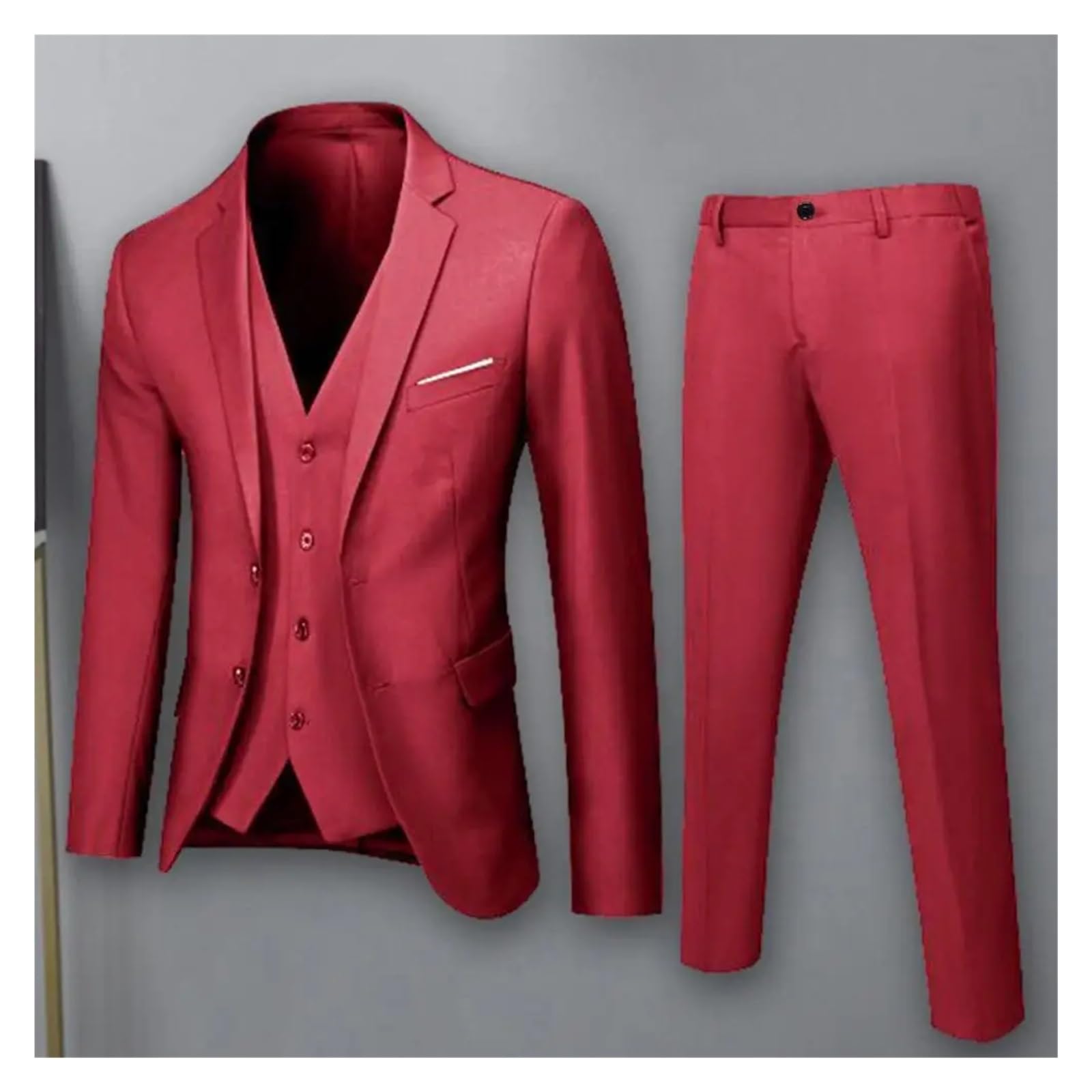 Conjunto De Traje Ajustado For Hombre, Conjunto De Traje De Negocios Elegante For Reuniones Formales, Bodas, Padrinos De Boda, Chaleco De Chaqueta Antiarrugas Ajustado(Blue1,XXXL)