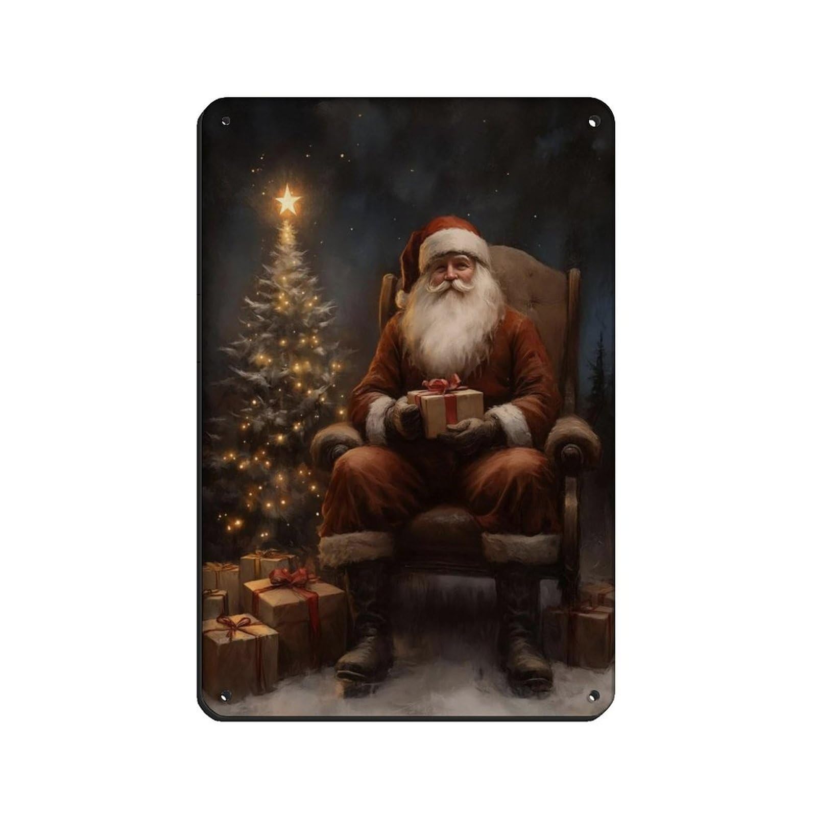 Moody Santa Claus, Victorian Christmas Art Retro Poster Metal Tin Sign Chic Art Retro Iron Painting Bar People Cave Cafe Family Garage Poster Wall Decoration 8x12inch(20x30cm)