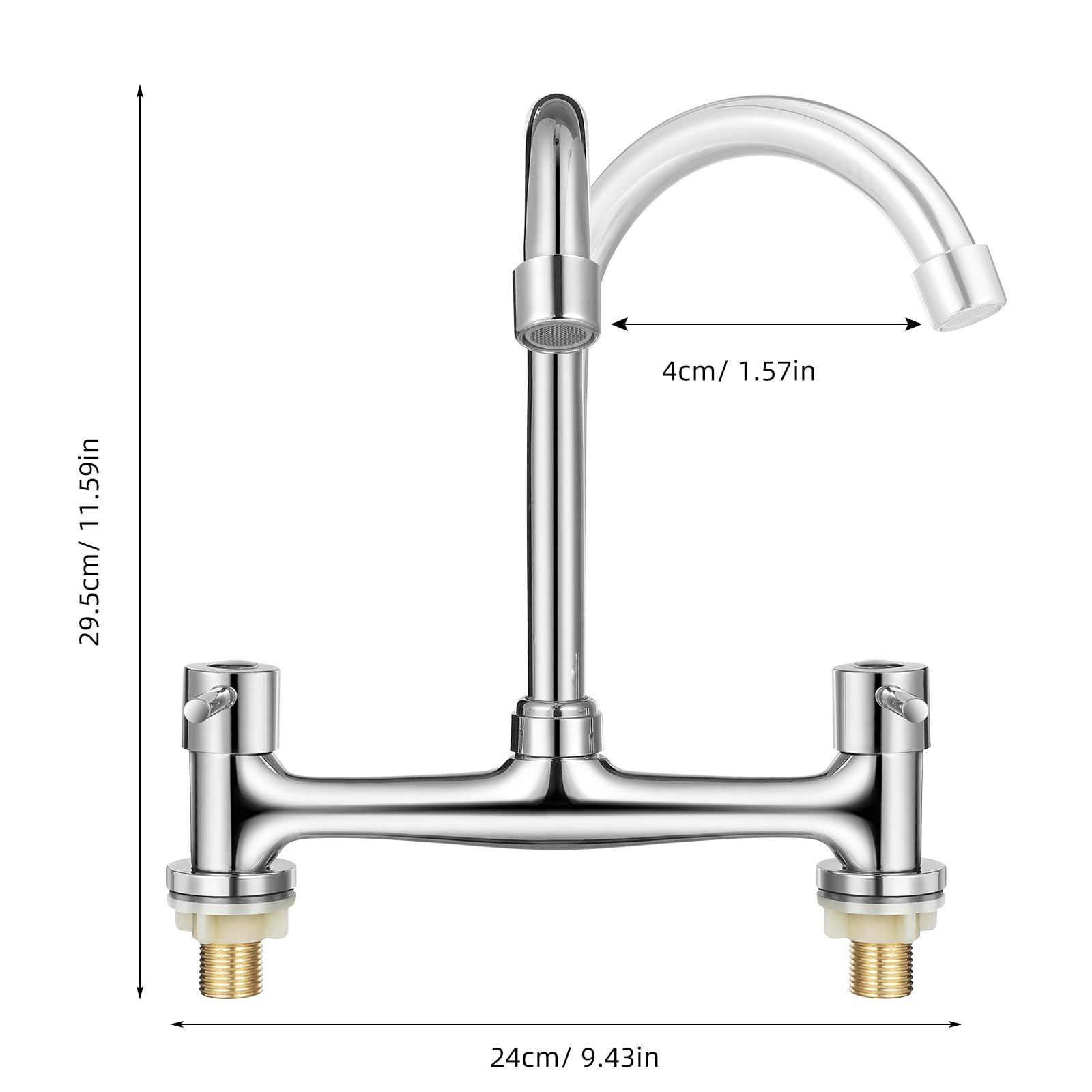 Hemobllo Robinet De Cuisine À Deux Trous Pour Évier Avec Commande Séparée Eau Chaude Et Froide Mitigeur Vertical Rotatif À 360° Adapté À Usage Domestique Et Commercial
