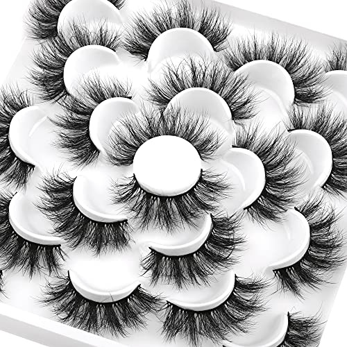 False Eyelashes 3D Faux Mink Lashes Pack Fluffy Dramatic Full Volume Eyelash Sky High 10 Pairs Fake Eyelashes Pack