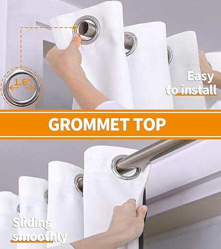 Miniatura 5 de YoungsTex Cortinas 100% opacas de color blanco puro para sala de estar de 84 pulgadas de largo, 2 paneles de 2 capas gruesas con aislamiento