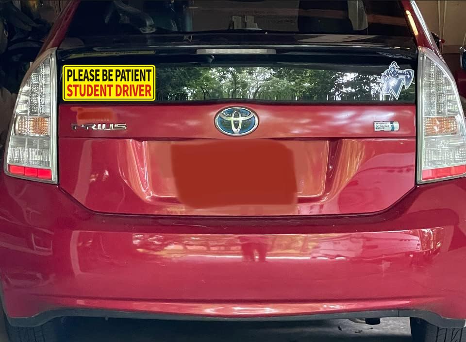 Image of Non-Magnetic Student Driver Stickers - Removable Student Driver Stickers, Safe for Painting Removable Back Glue Works Better Than Magnetic Suitable for Plastic Bumpers and Windows 5pcs