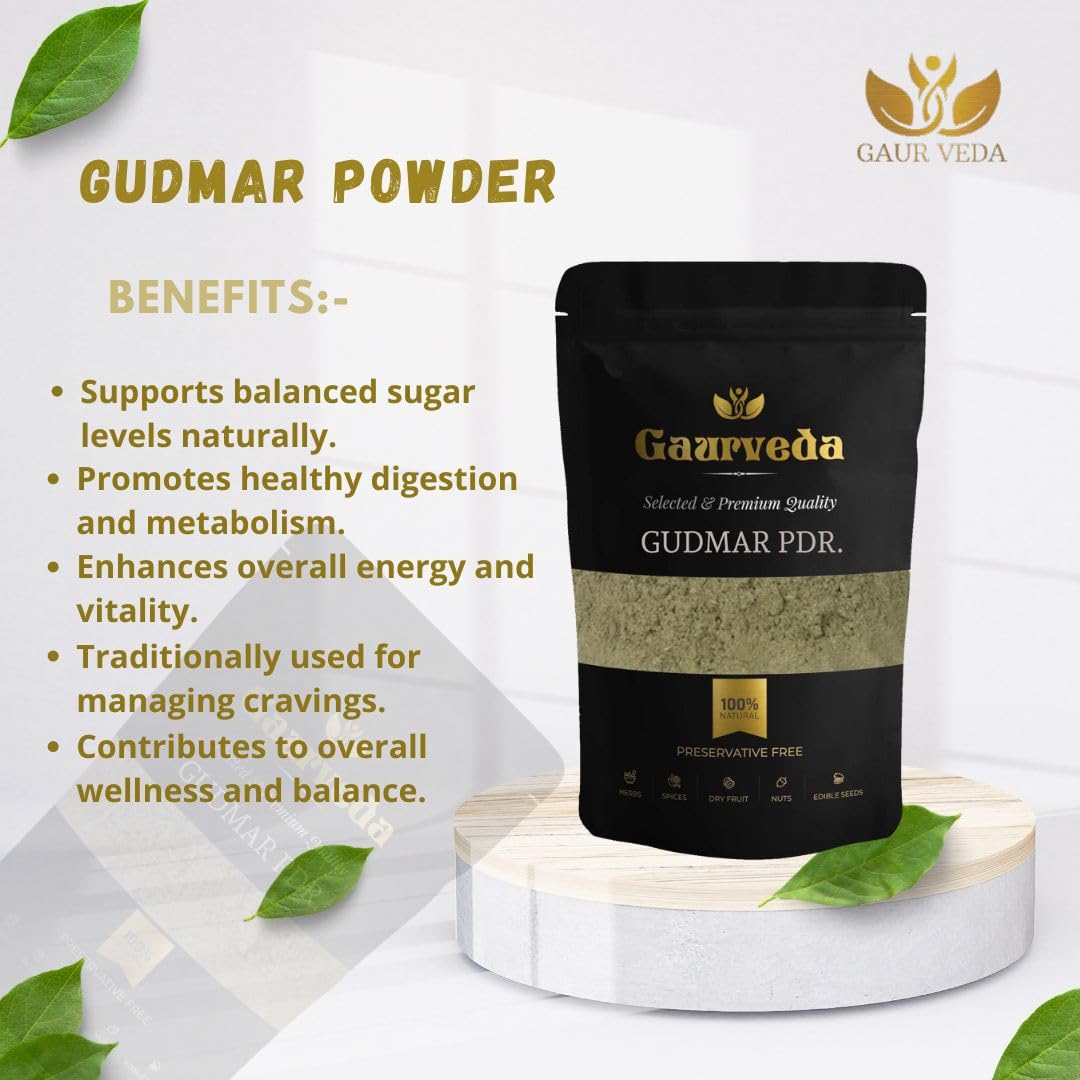 GAURVEDA Gurmar Powder - Gudmar Powder - Gymnema Sylvestre - Periploca Of The Woods - Pure & Natural (250 Grams) - Image 4 thumbnail