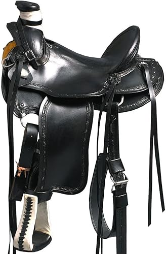 HILASON Western Horse Wade Saddle American Leather Ranch Roping Black