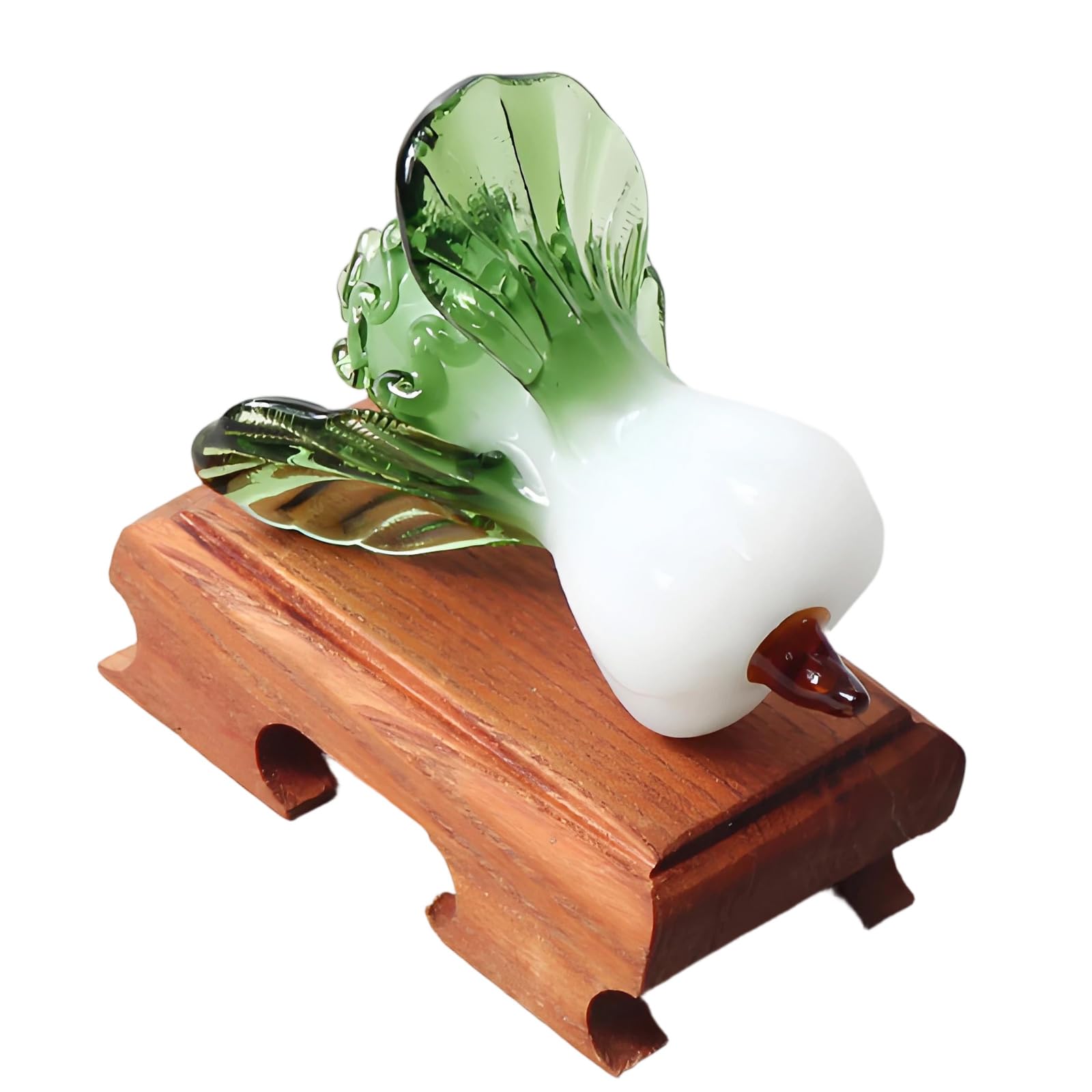 Osniyaw A Glass Chinese Cabbage Statue, Green Vegetable Figurine, Ornament For Bookshelves, Exhibition Nd Interior Decoration, Glass Chinese Cabbage Ornament