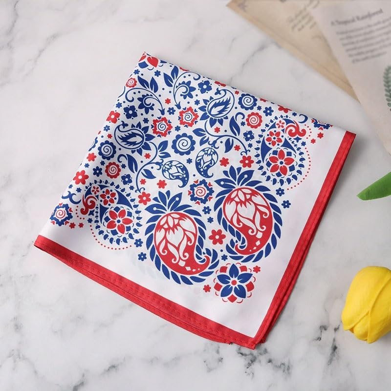 Printed Men's Suit Pocket Square Vintage Women's Small Silk Scarf Suit Handkerchief