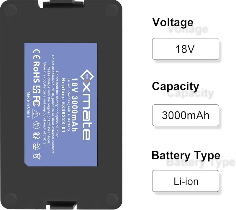 Exmate 18V 3000mAh Husqvarna Automower akkumulátor 115H 305 310 315
