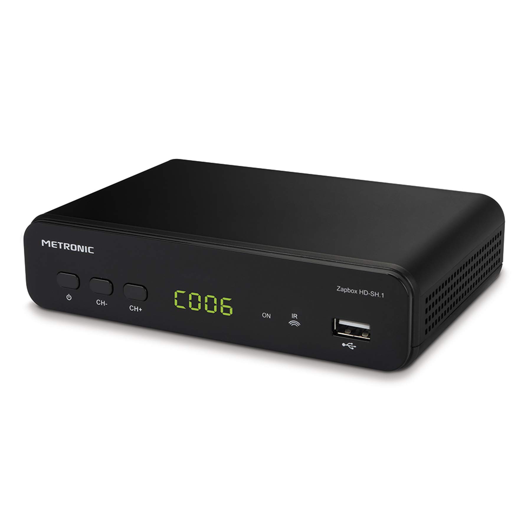 Metronic 441624 odbiornik DVB-T2 HEVC TDT DVB-T2, gniazdo USB, HDMI, SPDIF, RJ45, pilot zdalnego sterowania, czarny