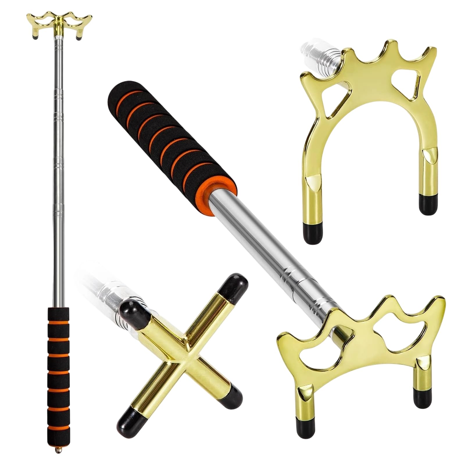 Blucent Retractable Billiards Cue Stick Bridge, Snooker Pool Cue Bridge with 3 Pieces Removable Brass Bridge Head, Pool Cue Holder Snooker Accessories Pool Table Accessory