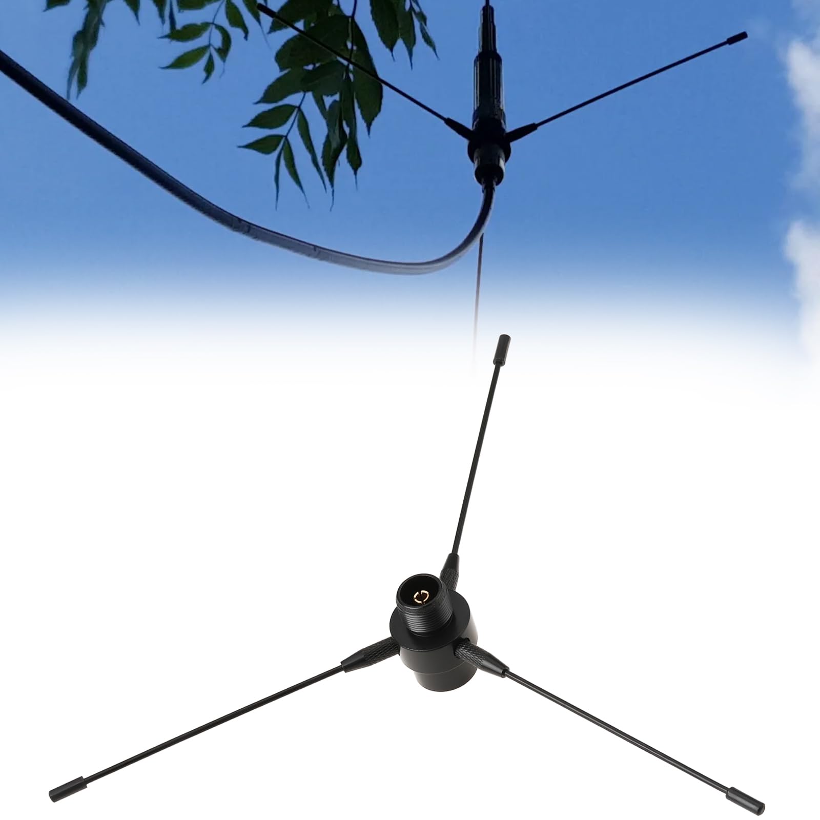 eMagTech RE-02 SO-239 Ham Radio Antenna Ground Plane PL-259 UHF/VHF Base with Gain Rods 10–1300MHz Signal Enhancement - 3