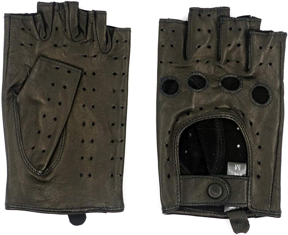 Harssidanzar Womens Lambskin Leather Fingerless Gloves Unlined Half Finger Driving GL012 - Image 6