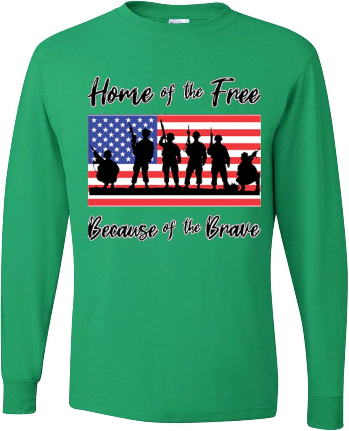 wild custom apparel Home of The Free Because of The Brave USA Flag Patriotic Pride Mens Long Sleeves