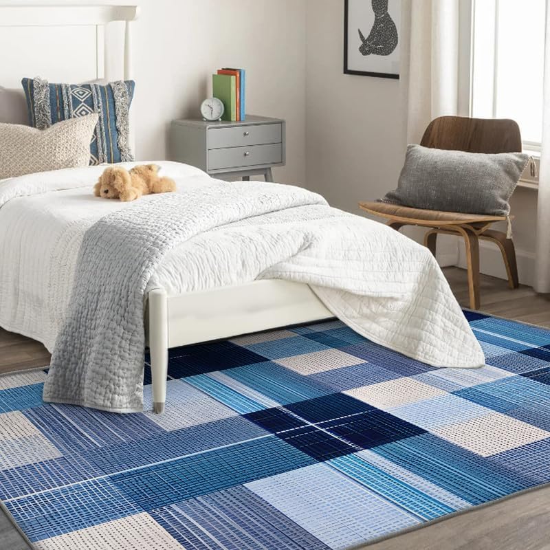 Miniatura 3 de Alfombras geométricas para dormitorio, sala de estar, de 6 x 9 pulgadas, vintage, lavables, antideslizantes, suaves, de pelo bajo, alfombra de área