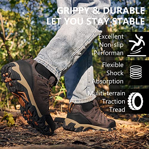 Image of SHULOOK Men's Waterproof Hiking Shoes Lightweight Anti Slip Outdoor Ankle Boots Breathable Hike Trekking Trails Shoe
