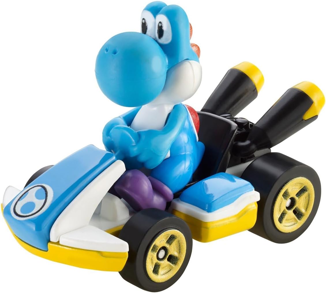 DieCast Hotwheels Mario Kart Light-Blue Yoshi (Standard Kart) 1:64 Scale