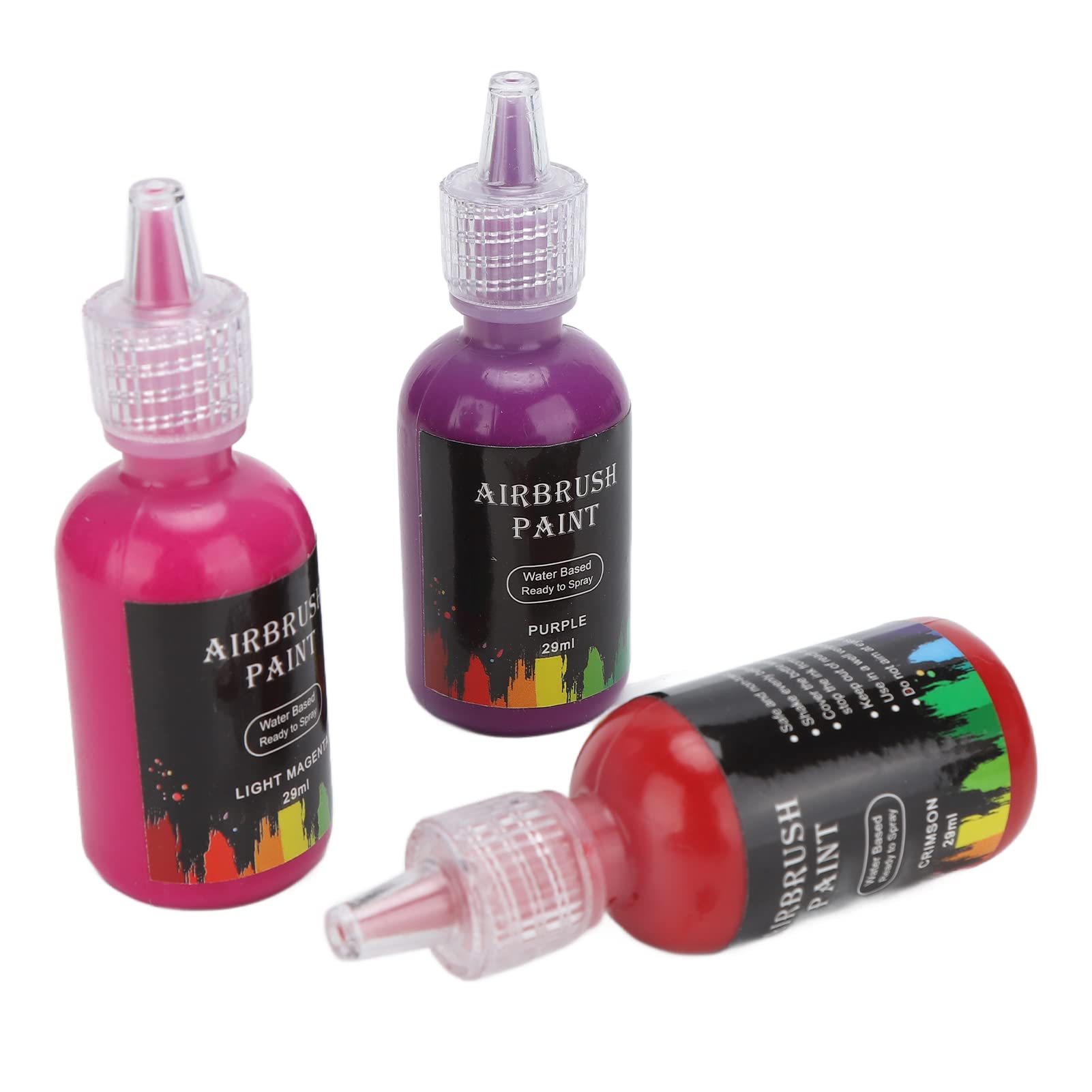 Encre liquide 12 couleurs pour aérographe DIY, ensemble de peintures acryliques solubles dans l’eau, contenant au total 348 ml, avec des teintes mates et éclatantes, idéal pour vos