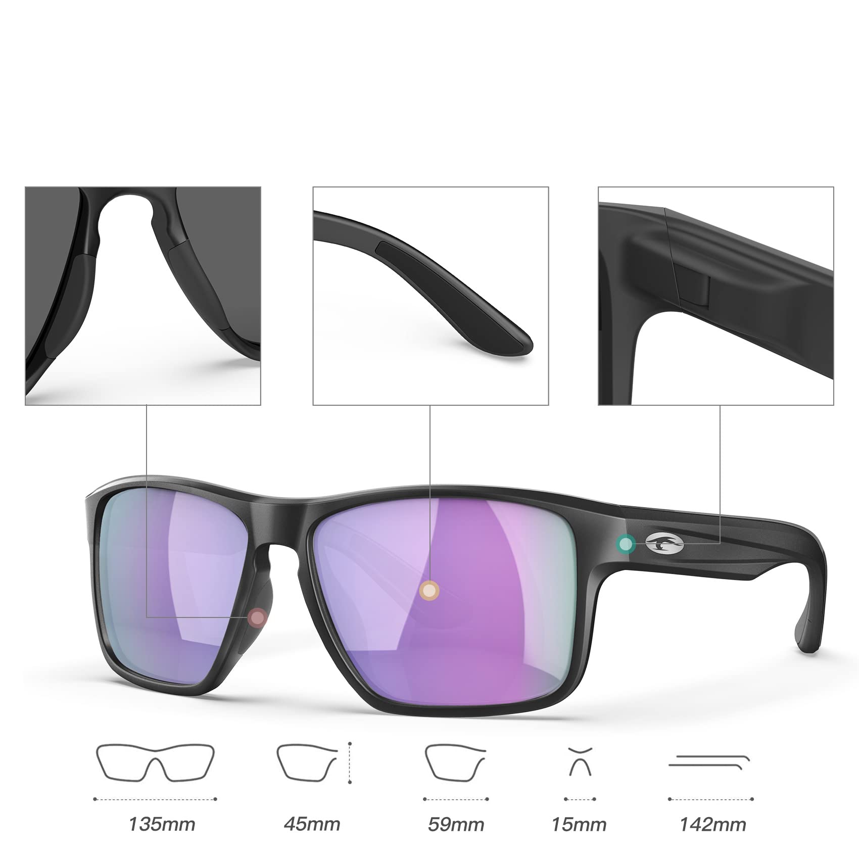 Lentes de sol polarizados flotantes, lentes de sol para deportes acuáticos para hombres y mujeres