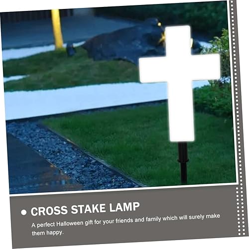 Miniatura 6 de DOITOOL Placas conmemorativas para exteriores Decoración de exteriores Luz solar LED Decoración de Halloween Cruz solar para cementerio, tumba,